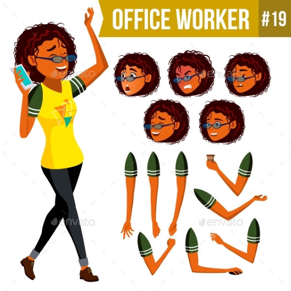 Office Worker Vector. Woman. Modern Employee - People Characters