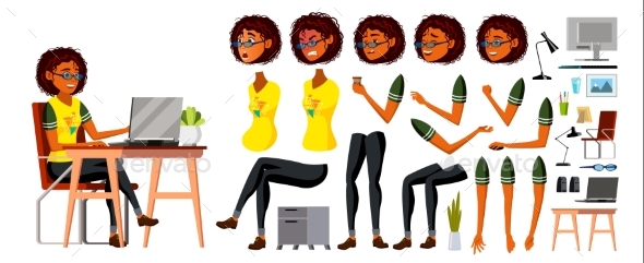 African Black Business Woman Character Vector - People Characters