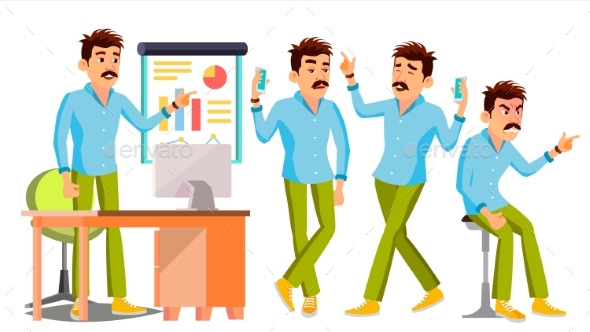 Business Man Character Vector. Working Male - People Characters