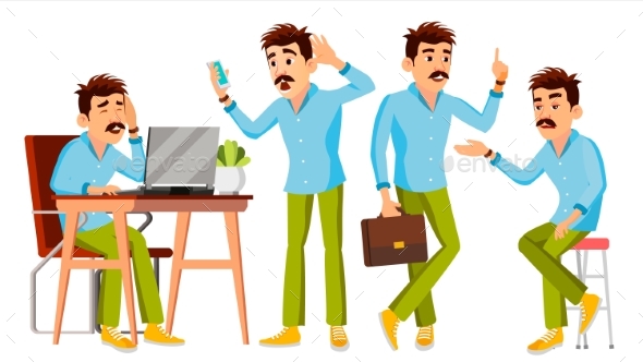 Business Man Character Vector. Working Man - People Characters