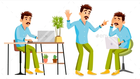 Business Man Character Vector. Working Man - People Characters