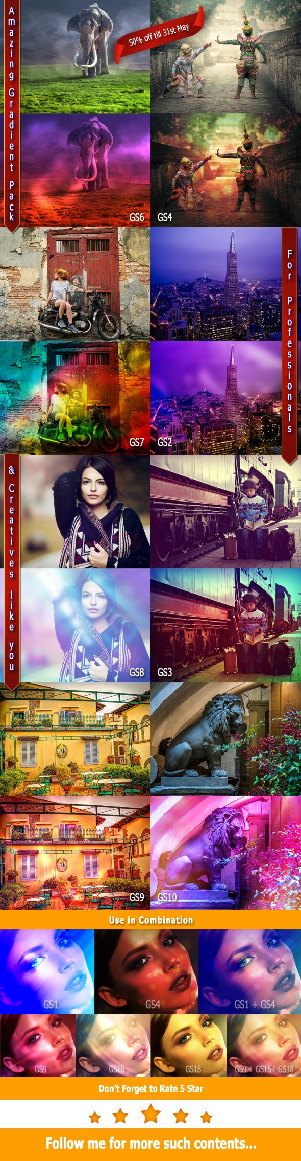 20 Unique Gradients with Unlimited Results Photoshop Template - Photoshop Add-ons