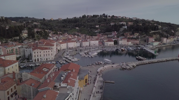 Aerial View of Piran in Slovenia