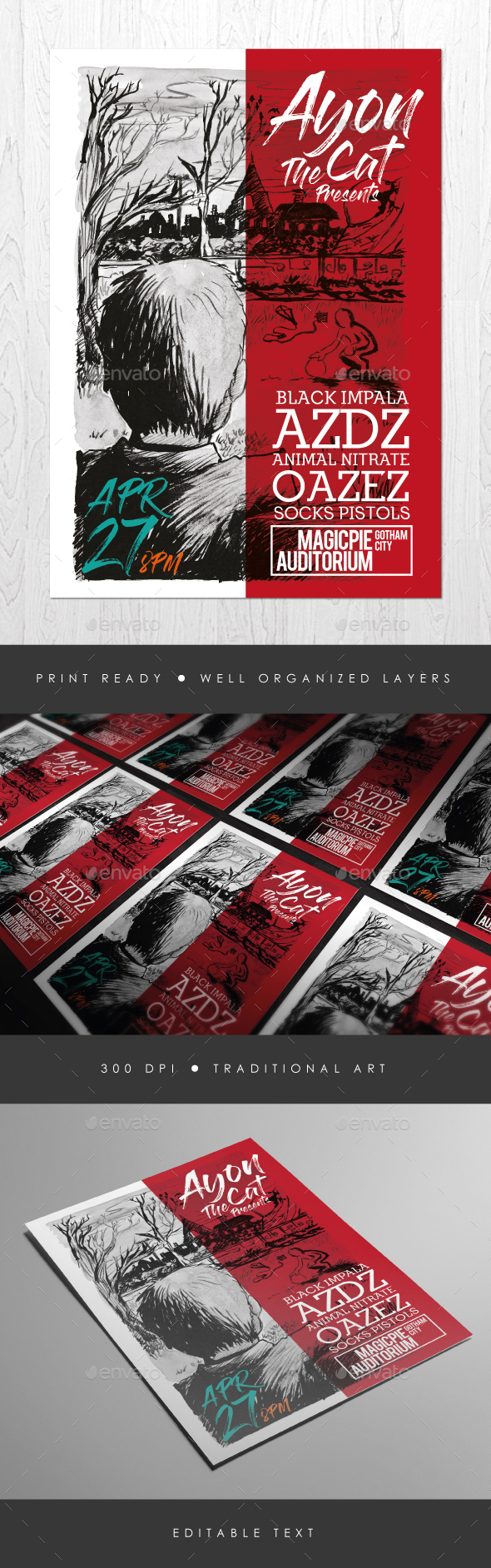 Illustrated Gig Flyer - Concerts Events
