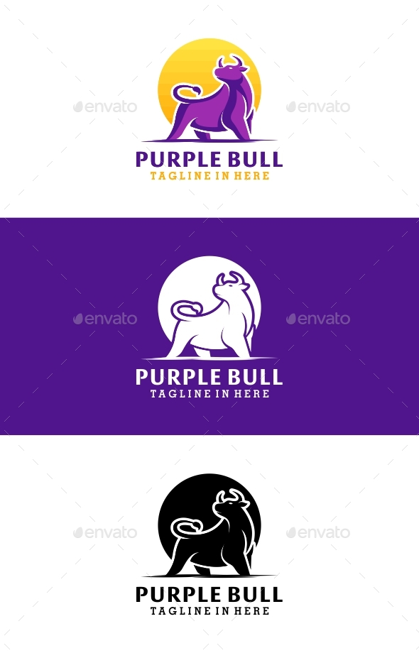 Purple Bull - Animals Logo Templates