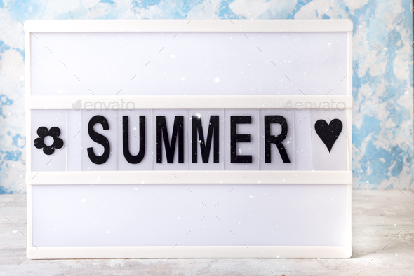 Summer letter on the led board on table. Concept of summer tourism, travel and vacation - Stock Photo - Images