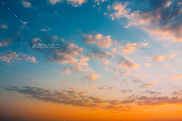 Sunset Sunrise Sky Background. Natural Bright Dramatic Sky In Su Stock  Photo by Grigory_bruev