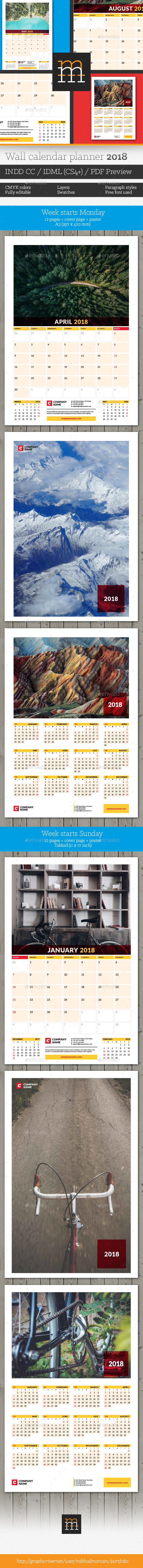 2018 Calendar Planner with Poster - Calendars Stationery
