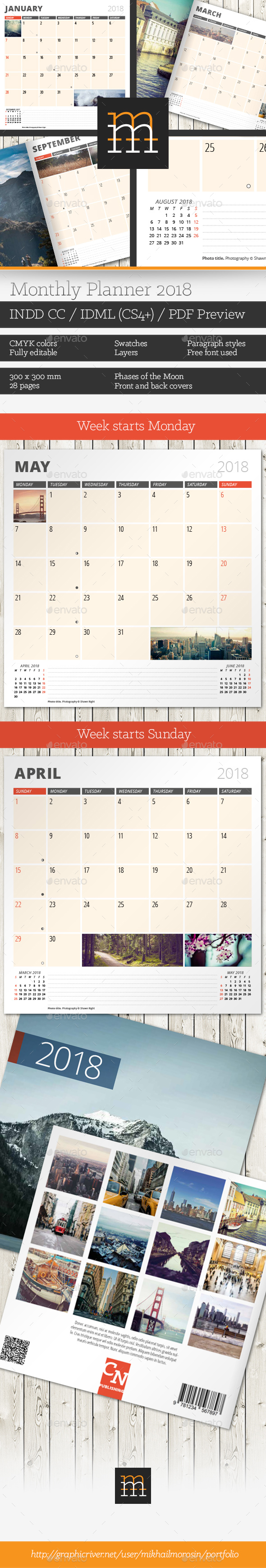 Monthly Planner 2018 - Calendars Stationery