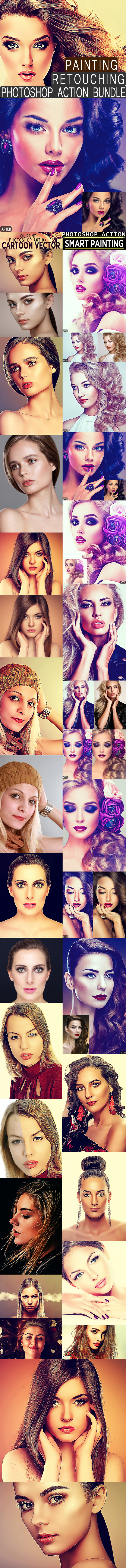 Painting Retouching Photoshop Action Bundle - Actions Photoshop