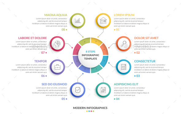 Circle Infographics with Eight Elements - Infographics