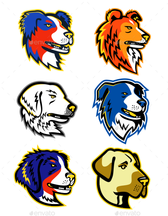 Sheepdogs Head Mascot Collection - Animals Characters