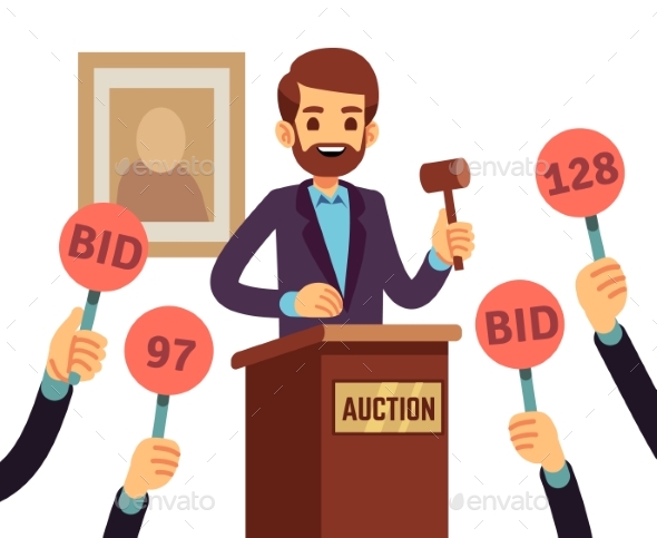 Auction with Man - People Characters