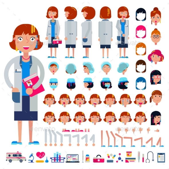 Doctor Constructor Vector Construction of Female - Health/Medicine Conceptual