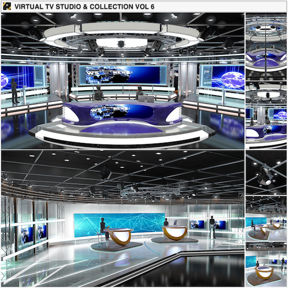Virtual TV Studio News Sets Collection 6 - 3DOcean Item for Sale
