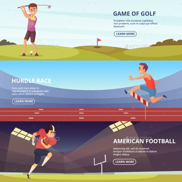 Design of Horizontal Banners with Sport Peoples in - People Characters