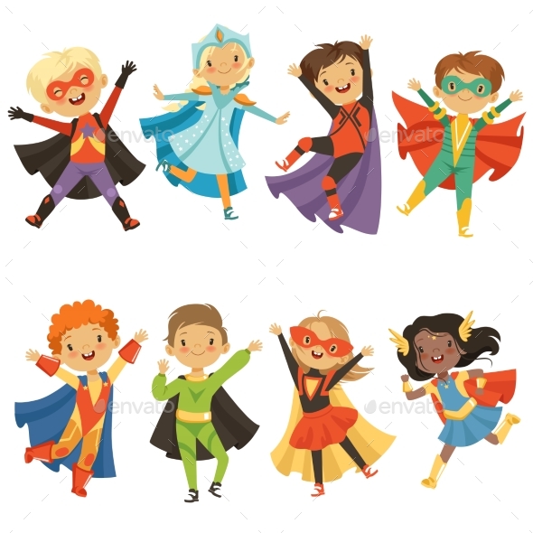 Kids in Superhero Costumes - People Characters