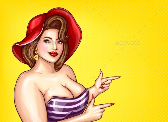 Vector Brunette Pointing - People Characters