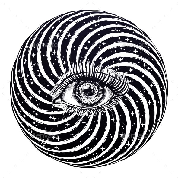 Eye of a Human in Vortex Hypnotic Warp Hole - People Characters