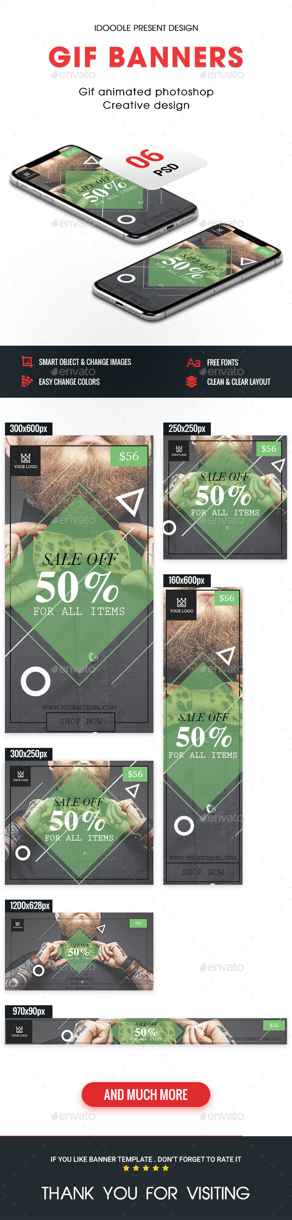 Animated GIF Banner Ads - Vintage Fashion Ads - Banners & Ads Web Elements