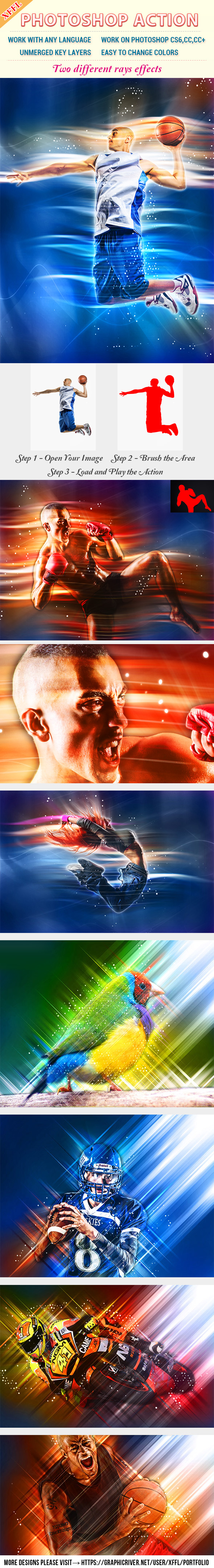 Rays of Light Photoshop Action - Photo Effects Actions
