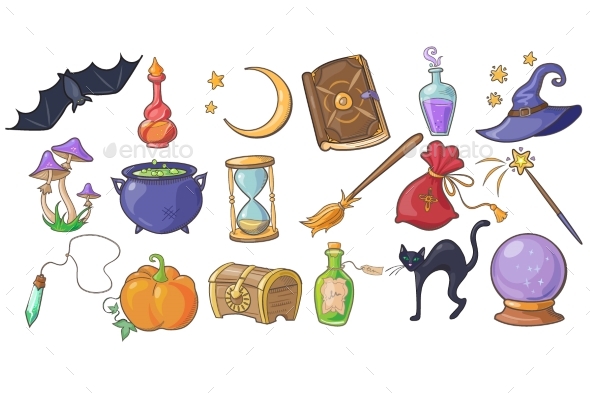 Halloween Magic and Spell Set - Miscellaneous Vectors