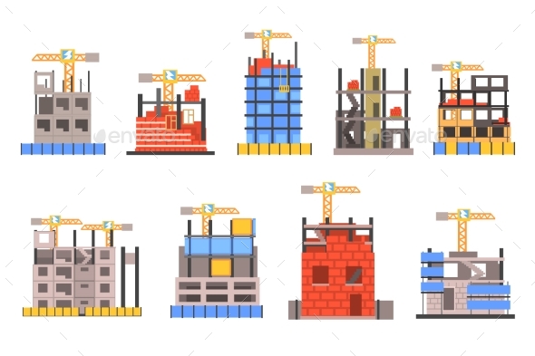 Unfinished Modern Building Construction Set - Industries Business