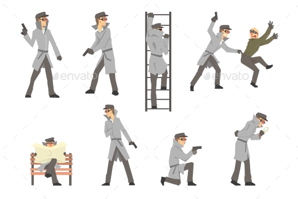 Police Detective and Private Investigator at Work - People Characters