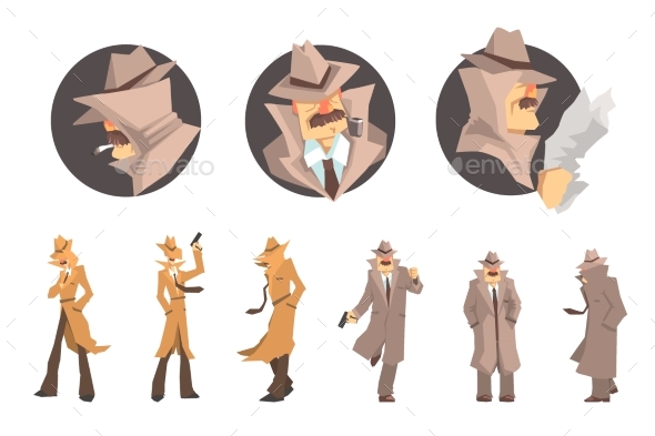 Police Detective and Private Investigator at Work - People Characters