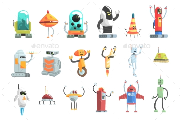 Different Design Public Service Robots Set - Computers Technology