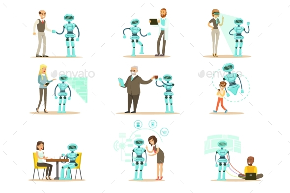 Smiling People and Robot Assistants - People Characters