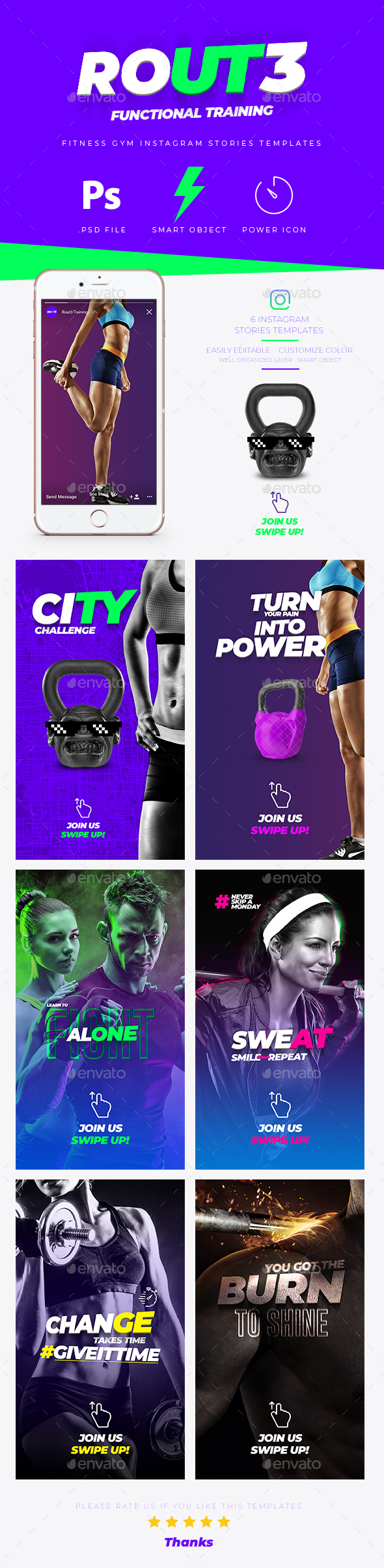 Fitness GYM Instagram Stories Banner Templates - Social Media Web Elements
