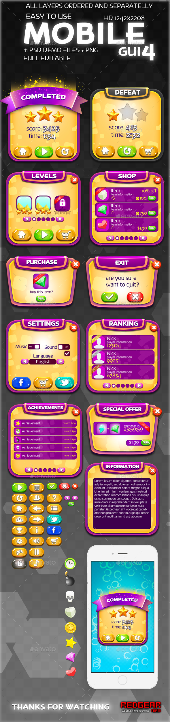 Mobile GUI Pack #4 - User Interfaces Game Assets