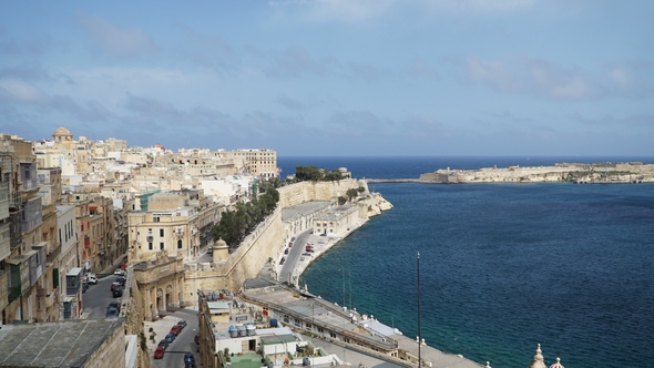 View of the Mediterranean Sea, Valletta and the Island of Malta From the Coast of Valletta alt
