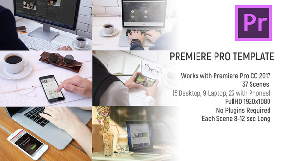 Premiere Pro Mockup Kit // Phone, Laptop, Desktop