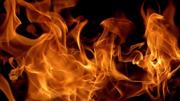 Flames of Fire on Black Background in, Stock Footage | VideoHive