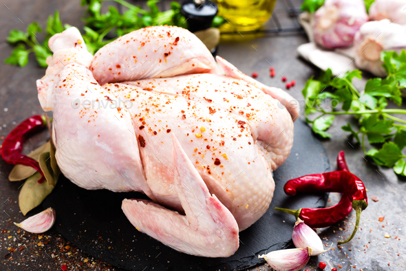 Download Raw chicken. Fresh whole chicken with ingredients for ...