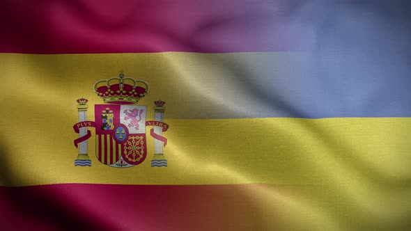Ukraine Spain Flag Loop Background 4K