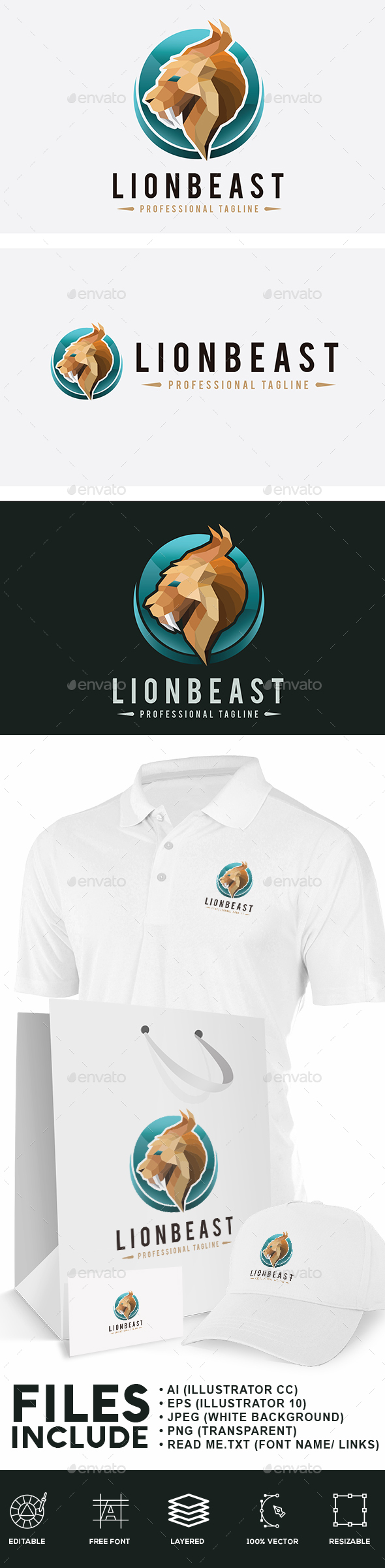 Lion Beast Logo - Animals Logo Templates