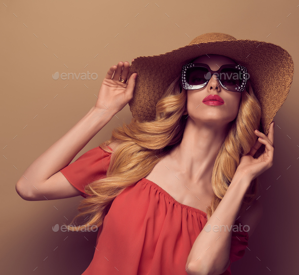 Fashion Sensual Beautiful Blond Woman. Wavy Hair - Stock Photo - Images