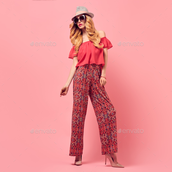 Fashion Beautiful Blond Woman.Stylish Outfit.Heels - Stock Photo - Images