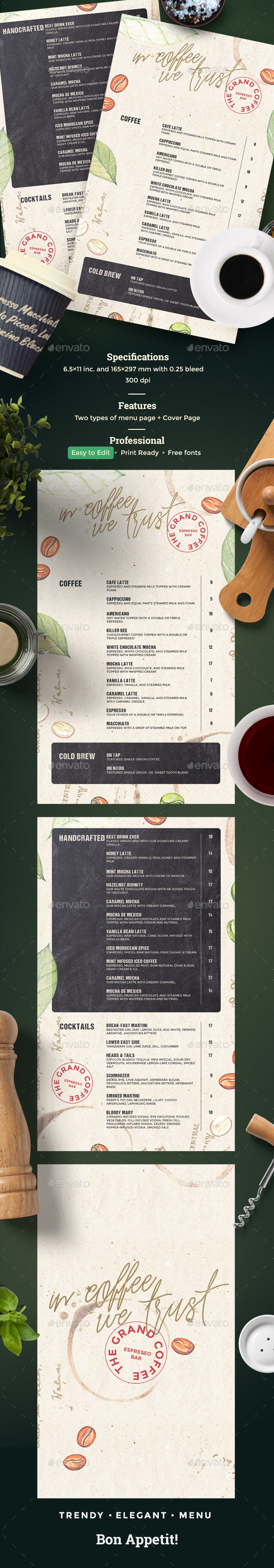 Coffee Menu - Food Menus Print Templates