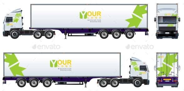 Vector Truck Template Isolated on White - Man-made Objects Objects