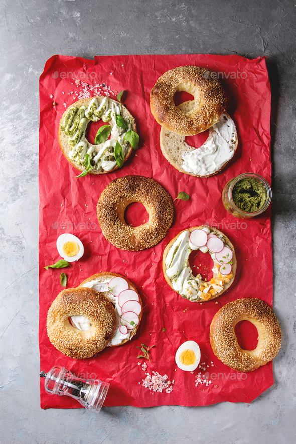 Bagels with cream cheese - Stock Photo - Images
