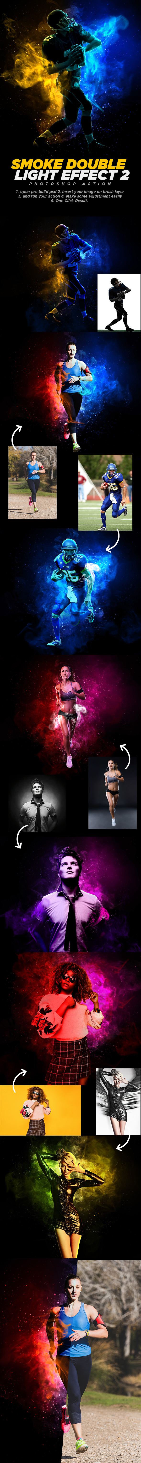 Smoke Double Light Effect Photoshop Action Vol.2 - Photo Effects Actions