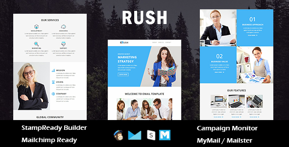 Rush - Multipurpose Responsive Email Template With Online Stampready Builder Access