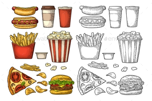 Set of Fast Food - Food Objects