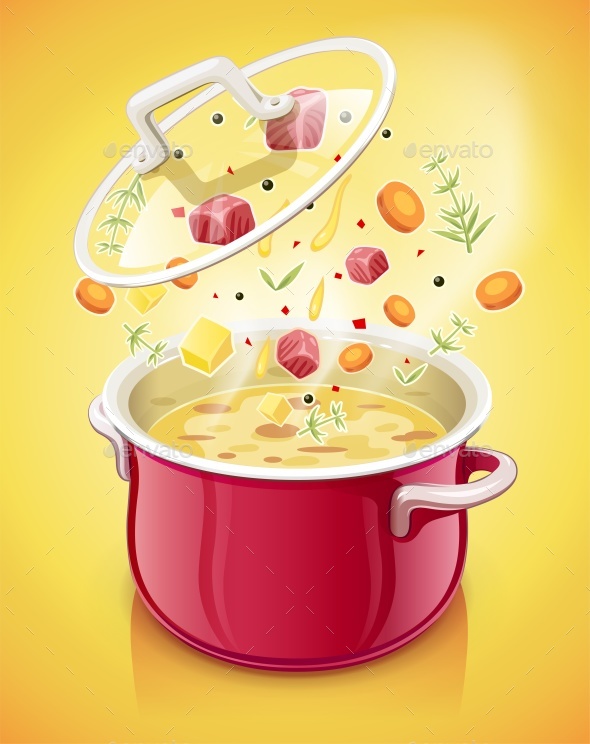 Red Saucepan with Lid - Food Objects