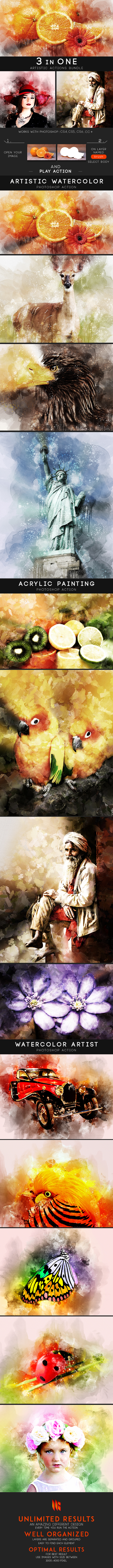 3 In One Photoshop Actions Bundle V1 - Photo Effects Actions