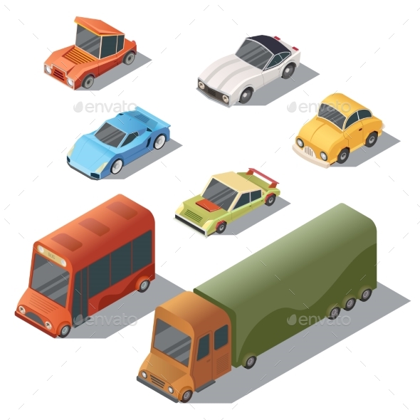 Vector Set of Isometric Urban Transportation - Man-made Objects Objects